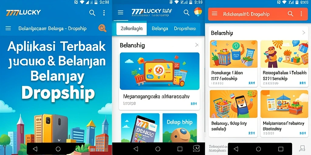 Tampilan antarmuka aplikasi 777LUCKY dengan fitur dropship.