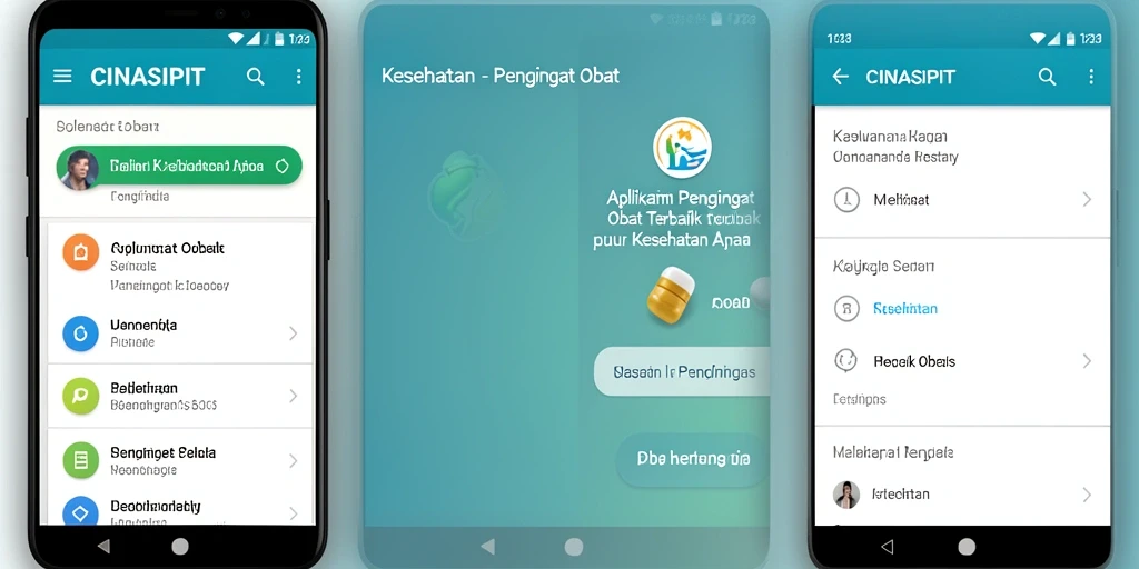 Antarmuka CINASIPIT yang rapi dan mudah digunakan untuk pengingat obat.