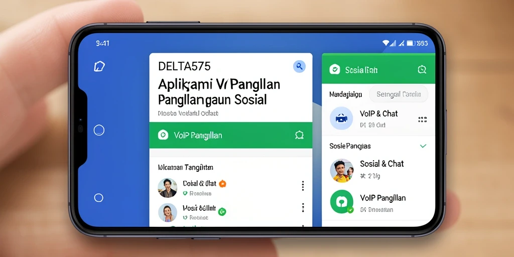 Tampilan antarmuka DELTA575 untuk panggilan VoIP yang menarik dan fungsional.