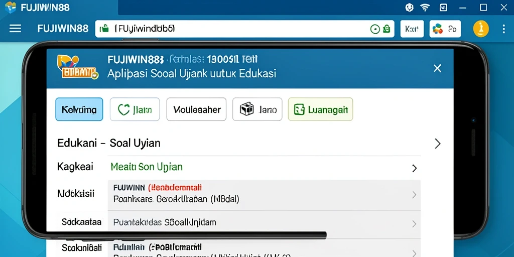 Antarmuka utama FUJIWIN88 yang menampilkan pilihan soal ujian.