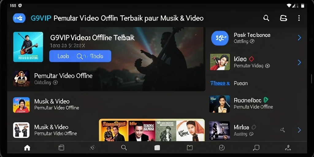 Tampilan antarmuka G9VIP dengan fungsi Pemutar Video Offline yang intuitif.