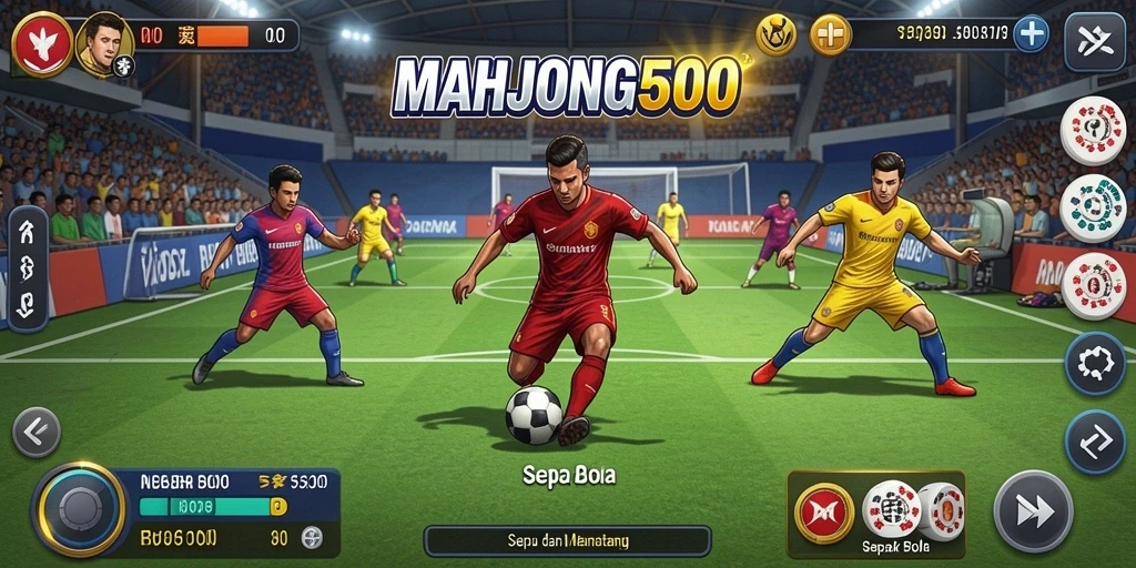 Tampilan antarmuka game Sepak Bola MAHJONG500 yang menarik.