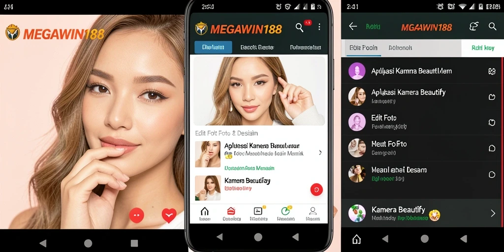 Antarmuka MEGAWIN188 yang memukau dengan fitur Kamera Beautify.