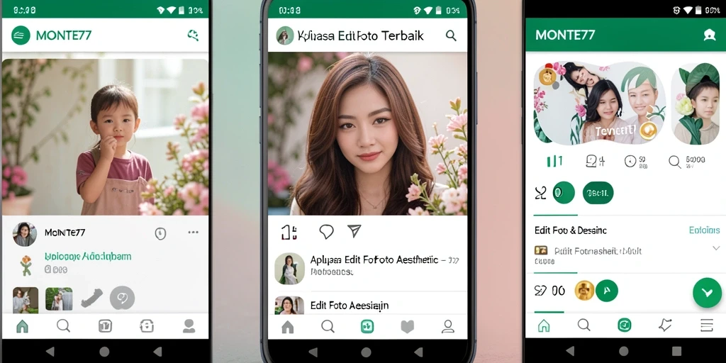 Antarmuka aplikasi Edit Foto Aesthetic MONTE77 yang menarik dan fungsional.