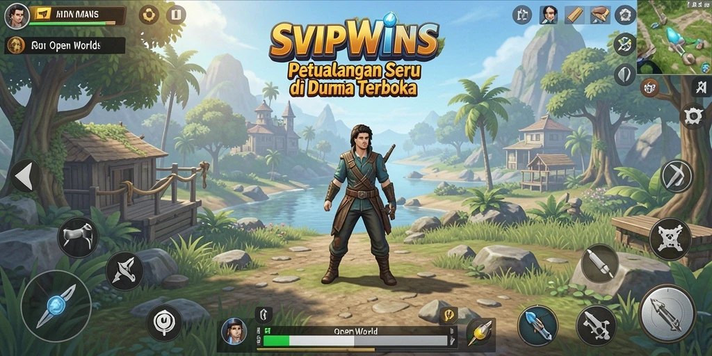Tampilan antarmuka <strong>SVIPWINS</strong> yang menampilkan dunia terbuka yang luas.