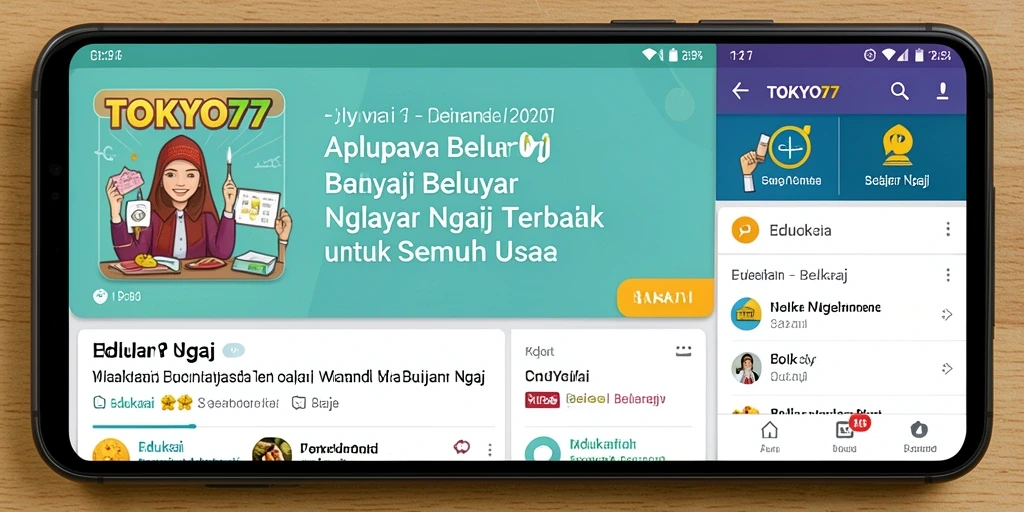 Tampilan antarmuka aplikasi TOKYO77 untuk belajar Ngaji.
