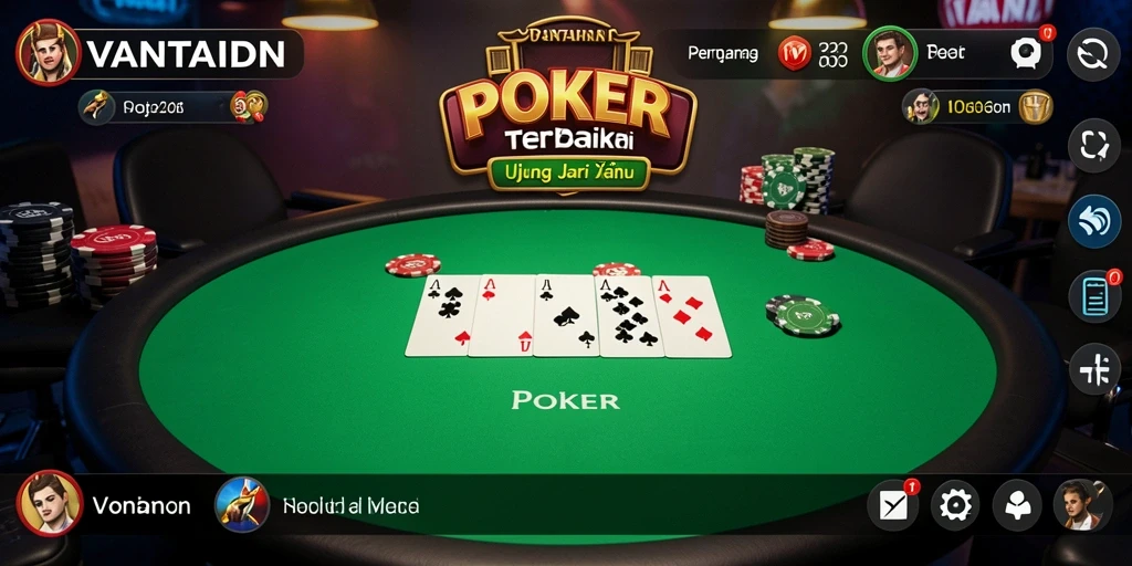 Antarmuka permainan Poker yang menarik dan mudah dinavigasi.