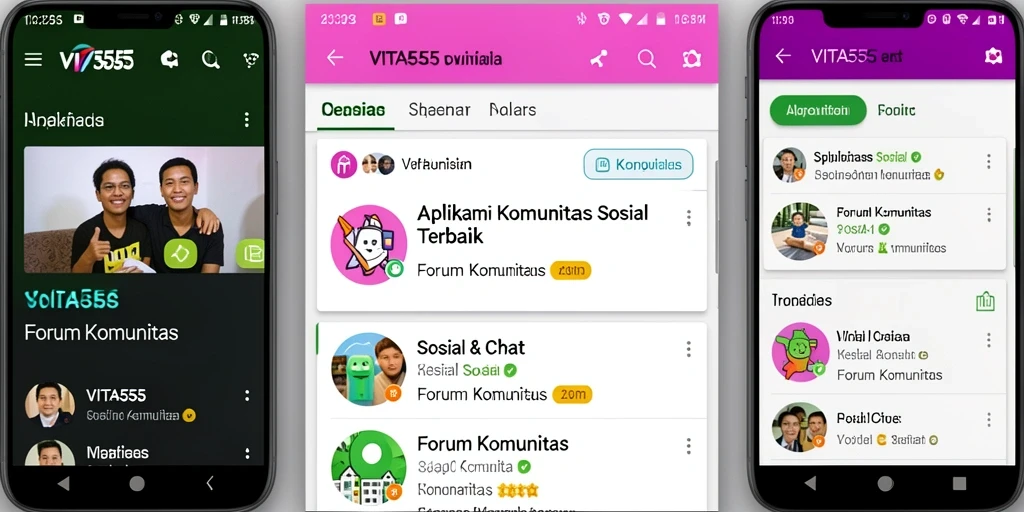Antarmuka VITA555 menampilkan forum komunitas yang interaktif dan menarik.