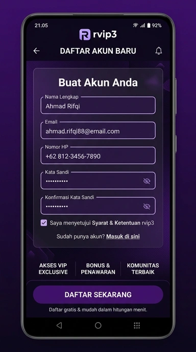 Cara Buat Akun Baru rvip3 untuk Pengguna Android